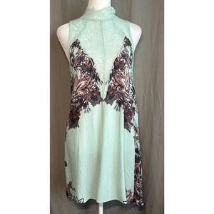 Intimately Free People Marsha Lace Slip Dress Turquoise Blue Floral Flowing XS